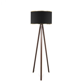 Opviq AYD-2983 Lámpara de pie de madera con pantalla de tela, Negro